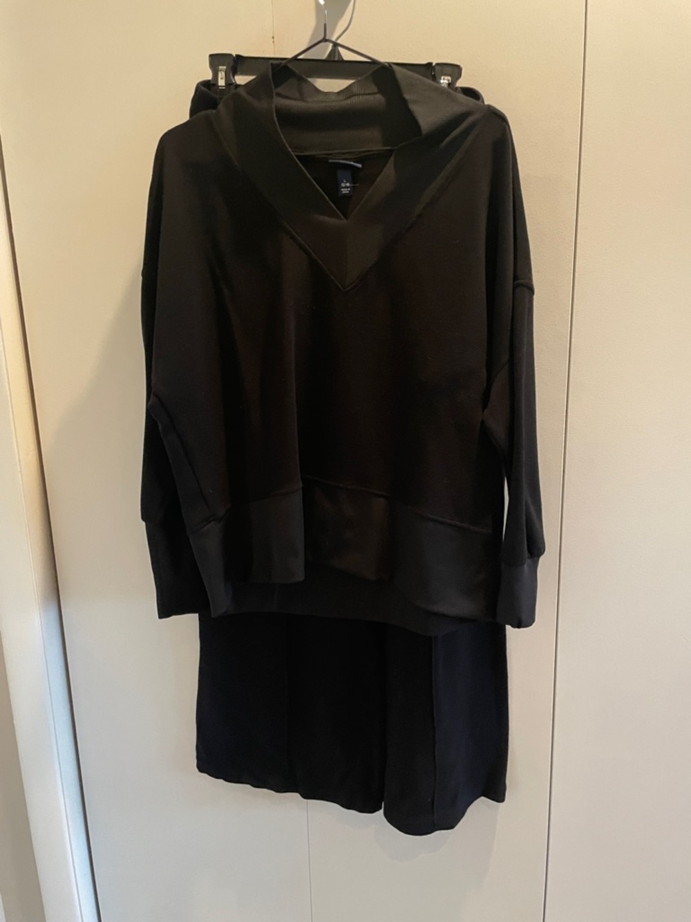 Black V-Neck Hoodie Top and pants - viral Walmart set and being sold a set